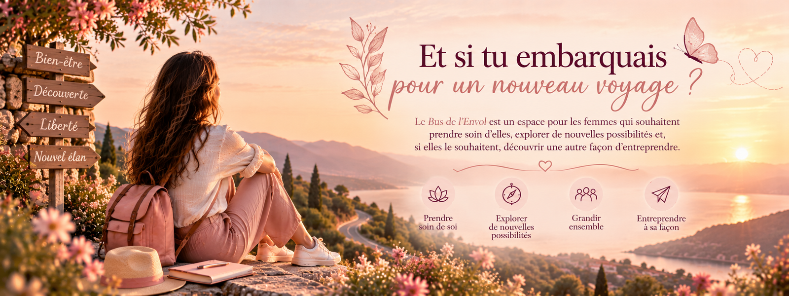 Et si tu embarquais pour un nouveau voyage ? Le Bus de l'Envol est un espace pour les femmes qui souhaitent prendre soin d'elles, explorer de nouvelles possibilit&eacute;s et, si elles le souhaitent, d&eacute;couvrir une autre fa&ccedil;on d'entreprendre. Prendre soin de soi, explorer de nouvelles possibilit&eacute;s, grandir ensemble, entreprendre &agrave; sa fa&ccedil;on.